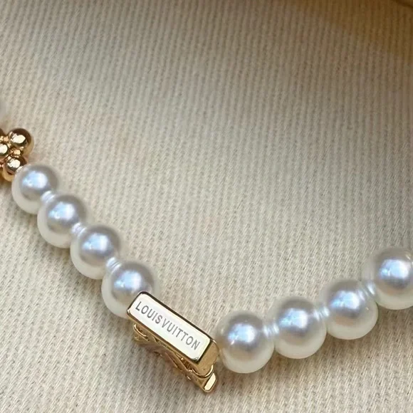 Louis Vuitton Gold and White Necklace